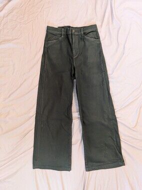 Favorite Daughter The Mischa Coated Super High Waist Wide Leg Jeans Belize Green